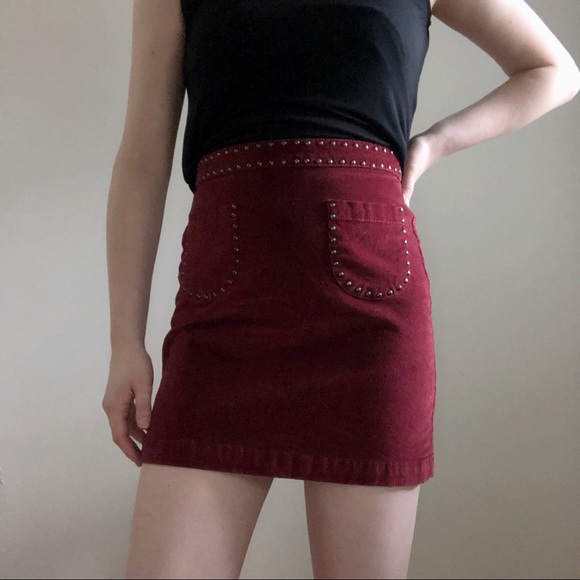 Corduroy Studded Skirt - Picture 1 of 8